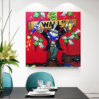 Money Flys at Wall Street - Mr Monopoly Wall Art-GraffitiWallArt