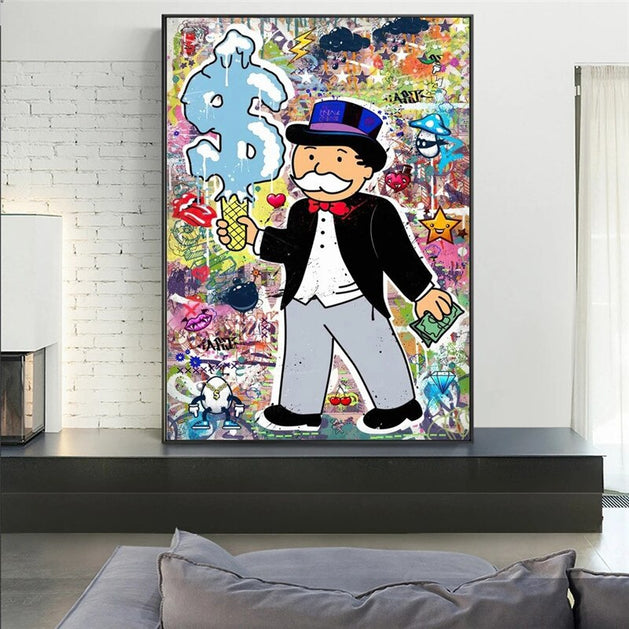 Money Forbes Funny Monopoly Alec Canvas Wall Art-GraffitiWallArt