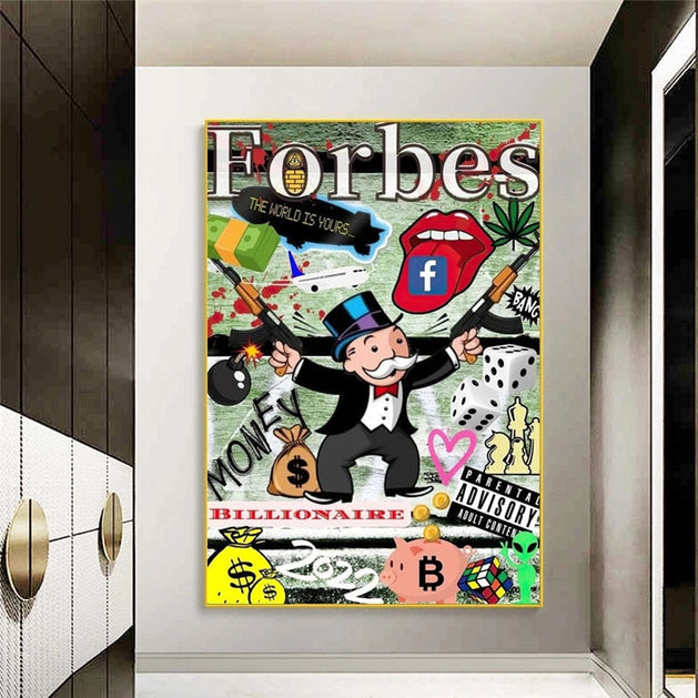 Money Forbes Funny Monopoly Alec Canvas Wall Art-GraffitiWallArt