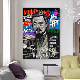 Money King Leonardo DiCaprio Canvas Wall Art-GraffitiWallArt