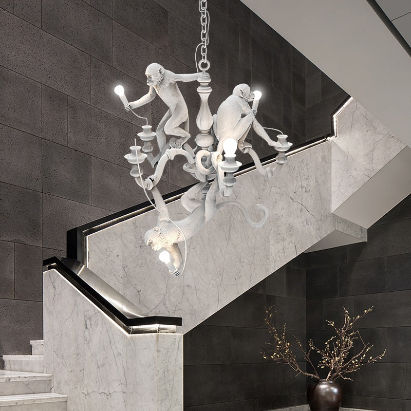 Monkeys Chandelier Luxurious Ceiling Lamp-GraffitiWallArt