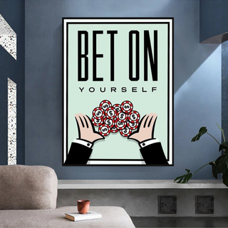 Monopoly Bet on Yourself Card Canvas Wall Art-GraffitiWallArt