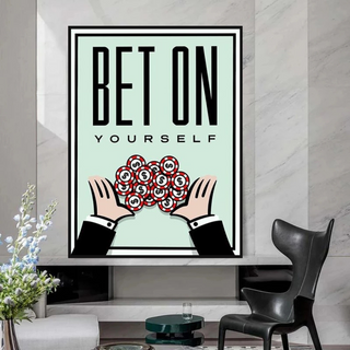 Monopoly Bet on Yourself Card Canvas Wall Art-GraffitiWallArt