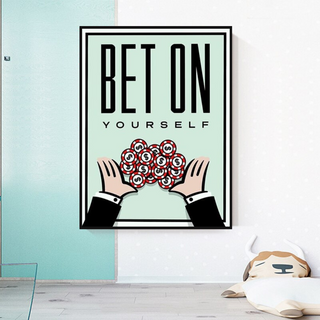 Monopoly Bet on Yourself Card Canvas Wall Art-GraffitiWallArt