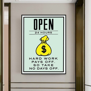 Monopoly Canvas Wall Art: Hard Work Pays Off-GraffitiWallArt