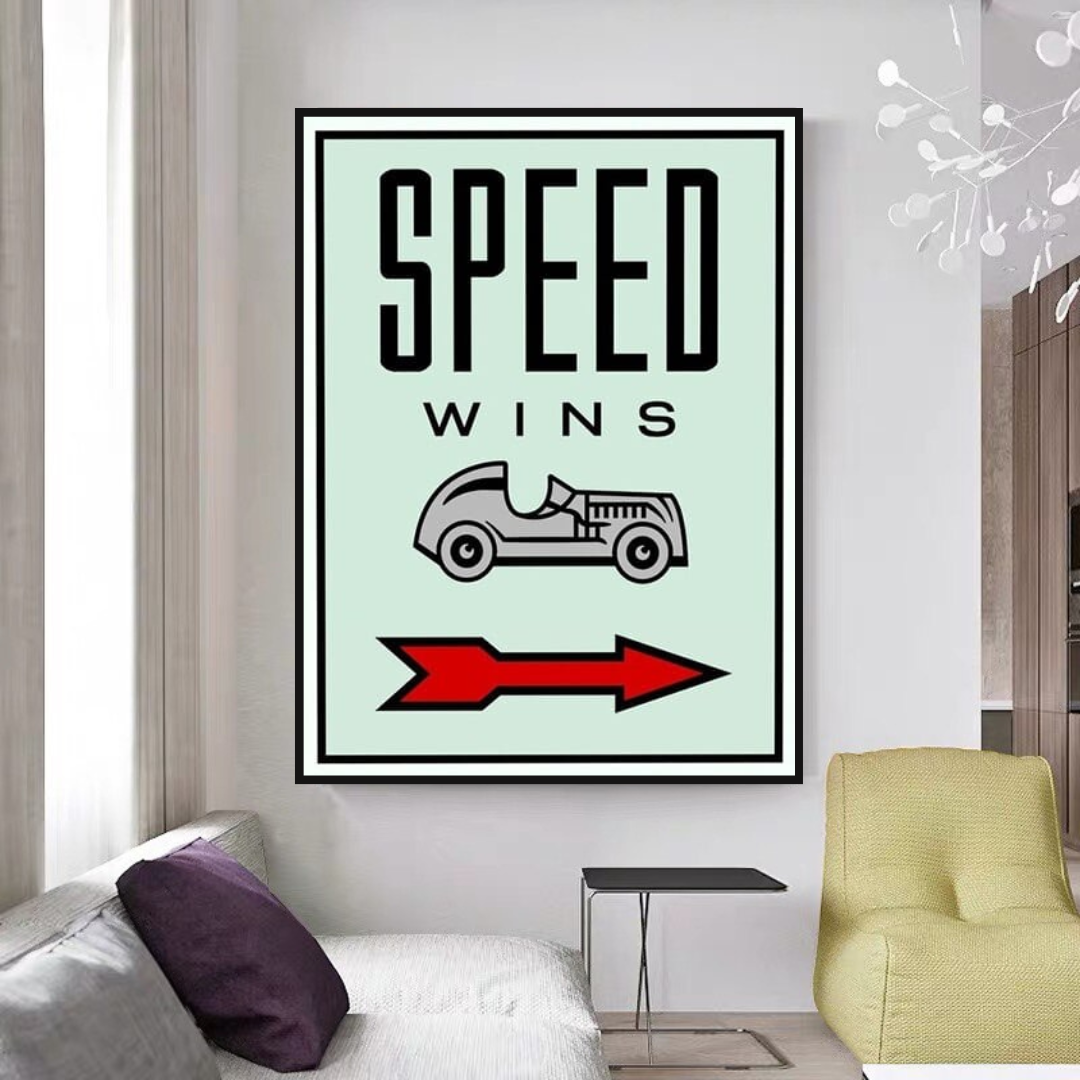 Monopoly Canvas Wall Art: Speed Wins Game Enthusiasts-GraffitiWallArt