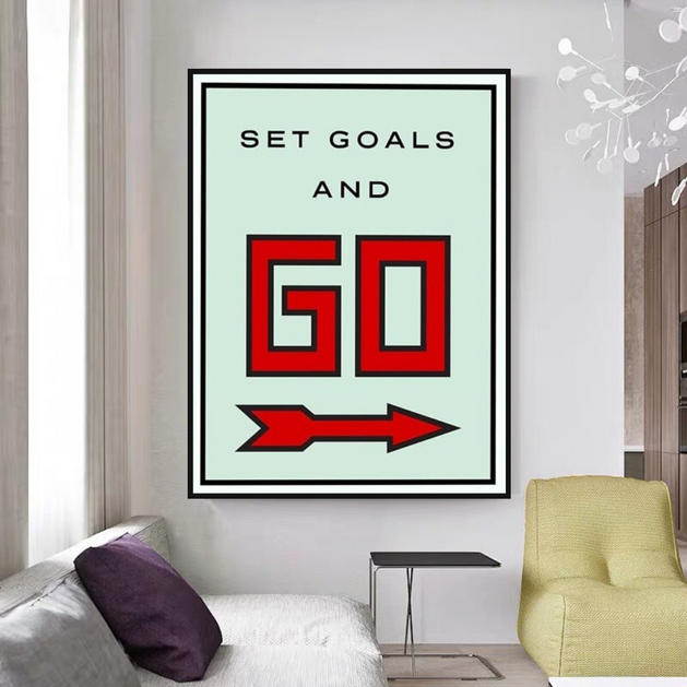 Monopoly Get Goals and Go Card Canvas Wall Art-GraffitiWallArt