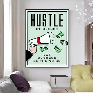 Monopoly Hustle in Silence Card Canvas Wall Art-GraffitiWallArt