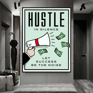 Monopoly Hustle in Silence Card Canvas Wall Art-GraffitiWallArt