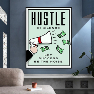 Monopoly Hustle in Silence Card Canvas Wall Art-GraffitiWallArt