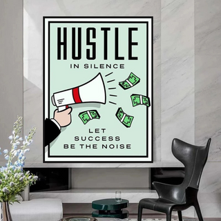 Monopoly Hustle in Silence Card Canvas Wall Art-GraffitiWallArt