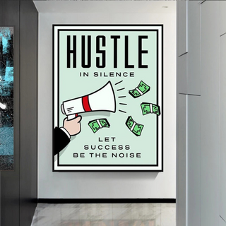 Monopoly Hustle in Silence Card Canvas Wall Art-GraffitiWallArt