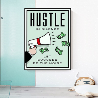 Monopoly Hustle in Silence Card Canvas Wall Art-GraffitiWallArt