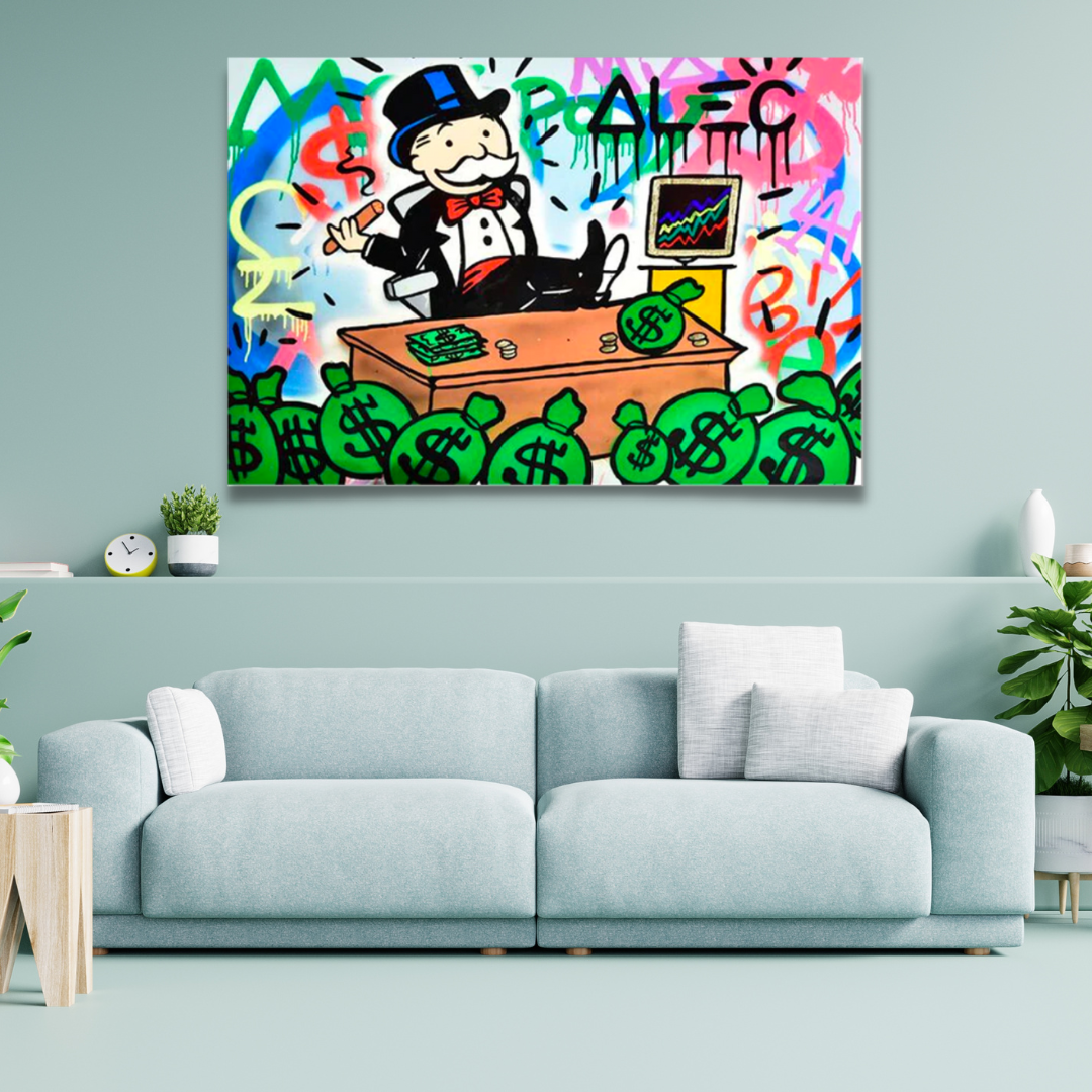 Monopoly Millionaire Canvas Wall Art by Alec Monopoly-GraffitiWallArt