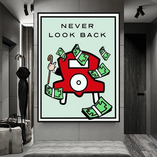 Monopoly Never Look Back Card Canvas Wall Art-GraffitiWallArt