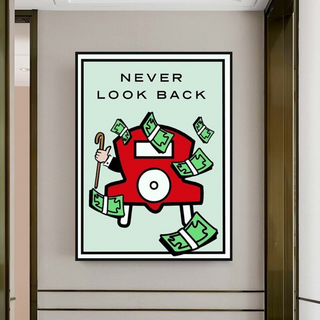 Monopoly Never Look Back Card Canvas Wall Art-GraffitiWallArt