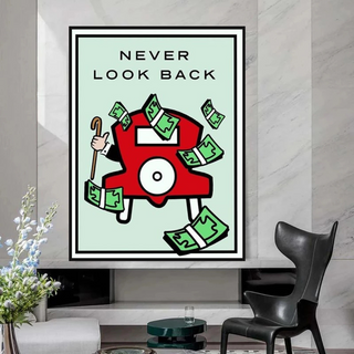 Monopoly Never Look Back Card Canvas Wall Art-GraffitiWallArt