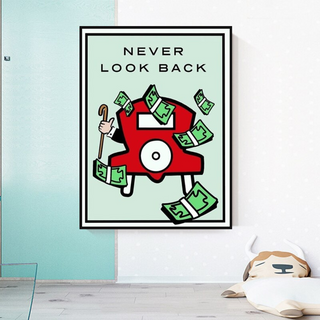 Monopoly Never Look Back Card Canvas Wall Art-GraffitiWallArt