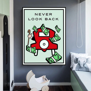 Monopoly Never Look Back Card Canvas Wall Art-GraffitiWallArt