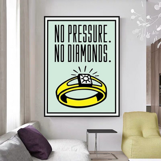 Monopoly No Pressure No Diamonds Card Canvas Wall Art-GraffitiWallArt