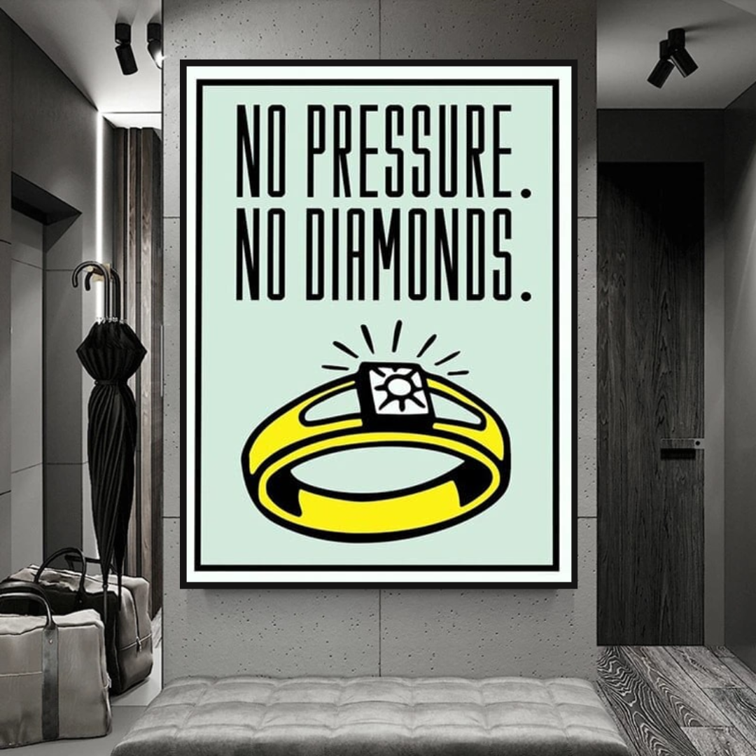 Framed Monopoly popular Art rent is due, no pressure no diamonds