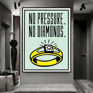 Monopoly No Pressure No Diamonds Card Canvas Wall Art-GraffitiWallArt