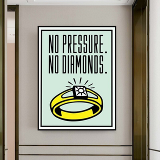 Monopoly No Pressure No Diamonds Card Canvas Wall Art-GraffitiWallArt