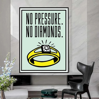 Monopoly No Pressure No Diamonds Card Canvas Wall Art-GraffitiWallArt