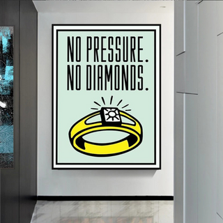 Monopoly No Pressure No Diamonds Card Canvas Wall Art-GraffitiWallArt