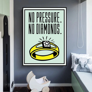 Monopoly No Pressure No Diamonds Card Canvas Wall Art-GraffitiWallArt