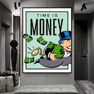 Monopoly Time Is Money Card Canvas Wall Art-GraffitiWallArt