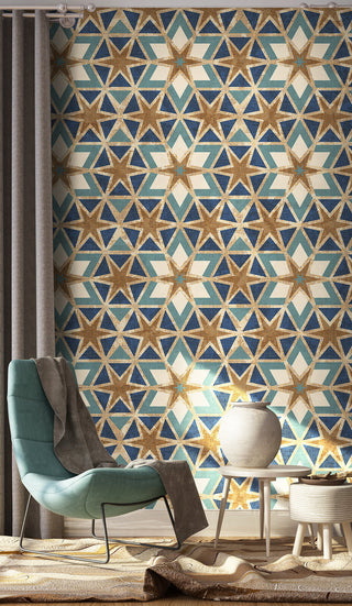 Morrocon Themed Geometric Wallpaper Mural-GraffitiWallArt