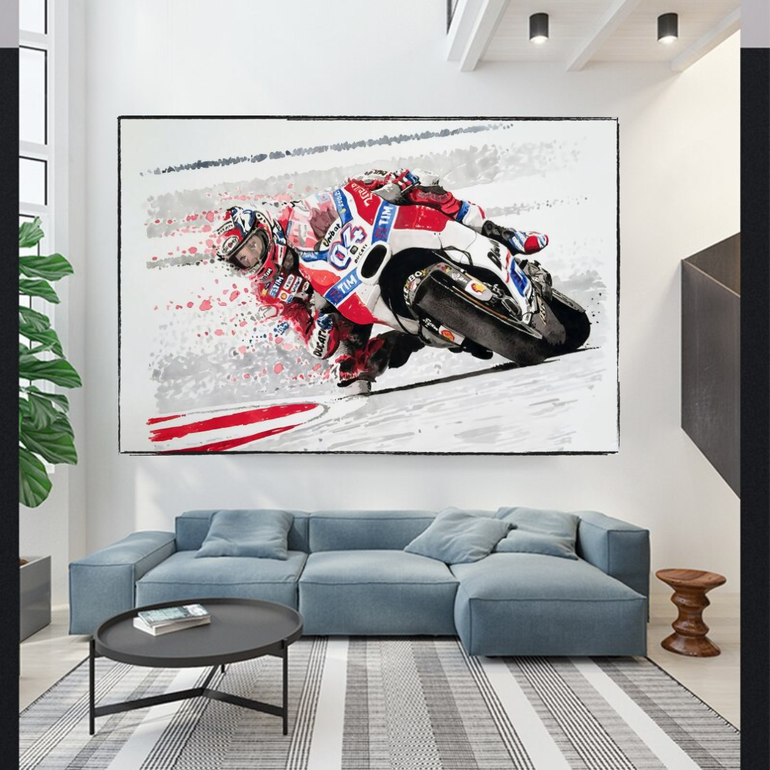 Motorbike Racing Grandprix Canvas Wall Art-GraffitiWallArt