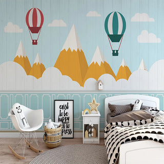 Mountain Peaks Kids Nursery Wallpaper: A Scenic Wonderland-GraffitiWallArt