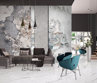 Mountain Scenery: Marble Wallpaper Murals-GraffitiWallArt