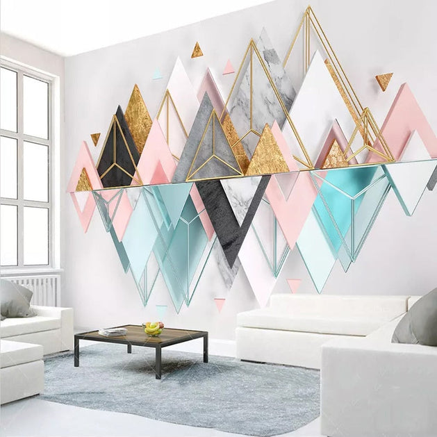 Mountains Geometric Triangle Wallpaper for Home Wall Decor-GraffitiWallArt