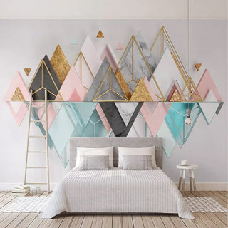 Mountains Geometric Triangle Wallpaper for Home Wall Decor-GraffitiWallArt