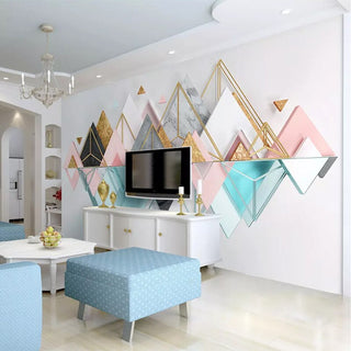 Mountains Geometric Triangle Wallpaper for Home Wall Decor-GraffitiWallArt