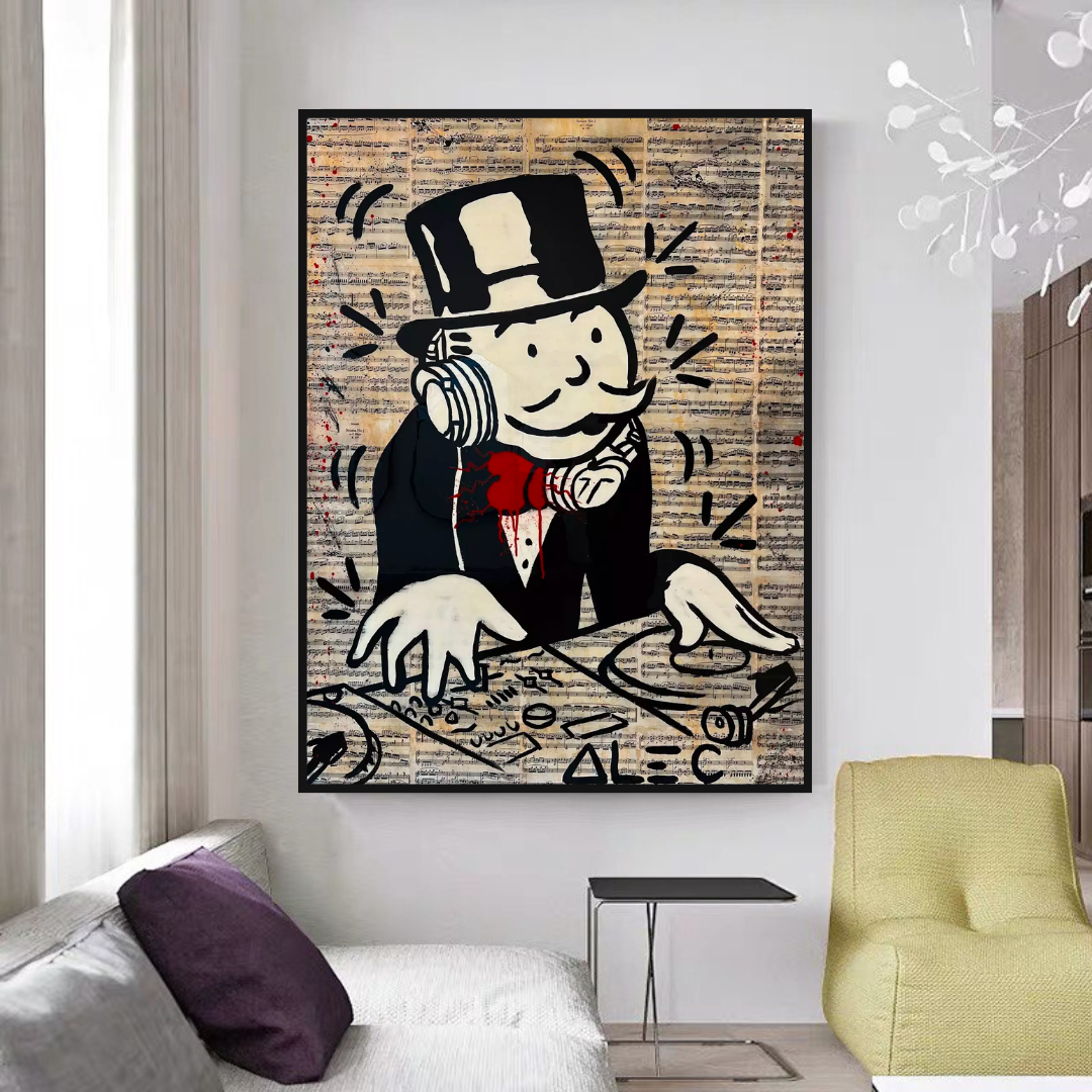 Mr Monopoly Canvas Wall Art: Elevate Your Music DJ Setup-GraffitiWallArt