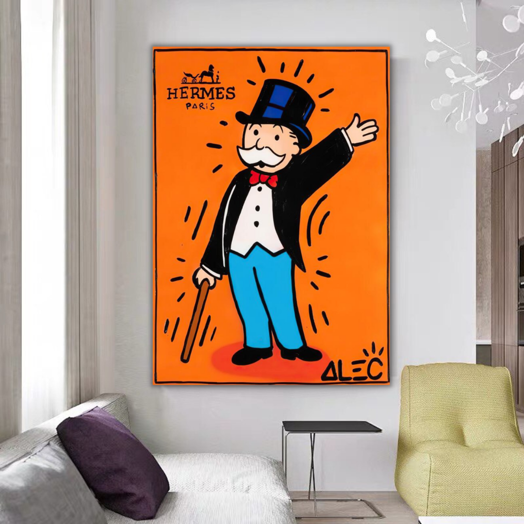 Mr Monopoly Canvas Wall Art Hermes – Luxury Home Decor-GraffitiWallArt