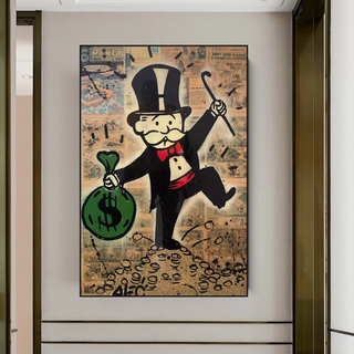 Mr Monopoly Canvas Wall Art - Money Bags-GraffitiWallArt