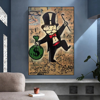 Mr Monopoly Canvas Wall Art - Money Bags-GraffitiWallArt