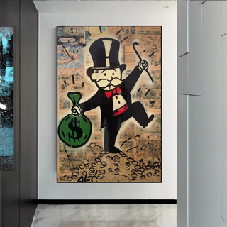 Mr Monopoly Canvas Wall Art - Money Bags-GraffitiWallArt