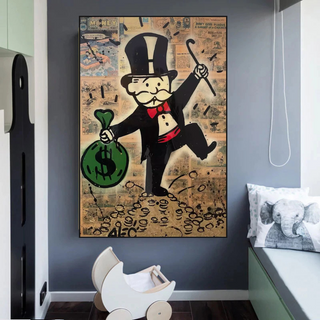 Mr Monopoly Canvas Wall Art - Money Bags-GraffitiWallArt