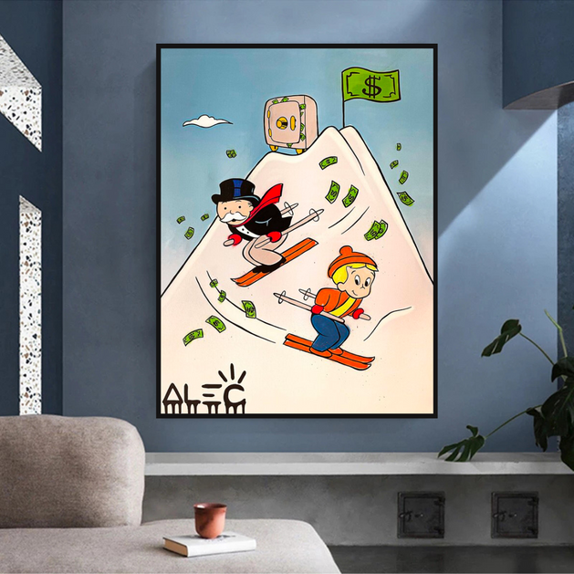 Mr Monopoly Canvas Wall Art: Premium Skiing Home Decor