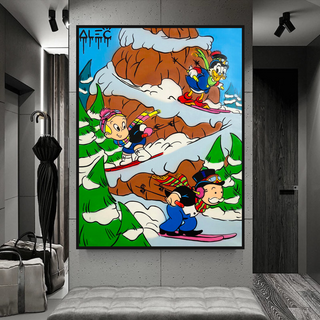 Mr Monopoly Canvas Wall Art – Snow Skiing Exclusive Designs-GraffitiWallArt