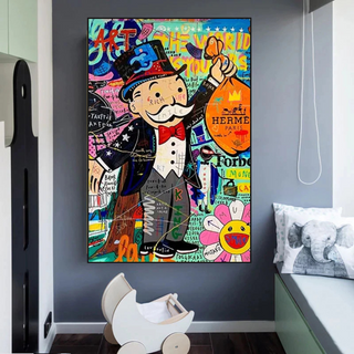 Mr Monopoly Money Bag Wall Art-GraffitiWallArt