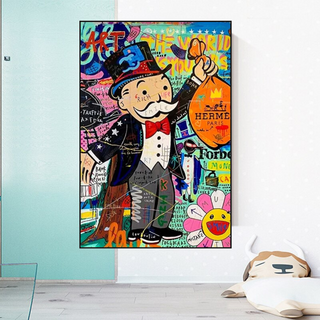 Mr Monopoly Money Bag Wall Art-GraffitiWallArt