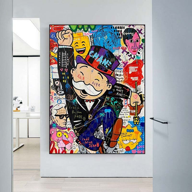 Mr Monopoly Rich Life Canvas Wall Art-GraffitiWallArt