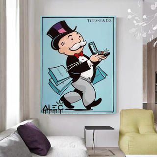 Mr Monopoly Tiffany Jewels Canvas Wall Art-GraffitiWallArt